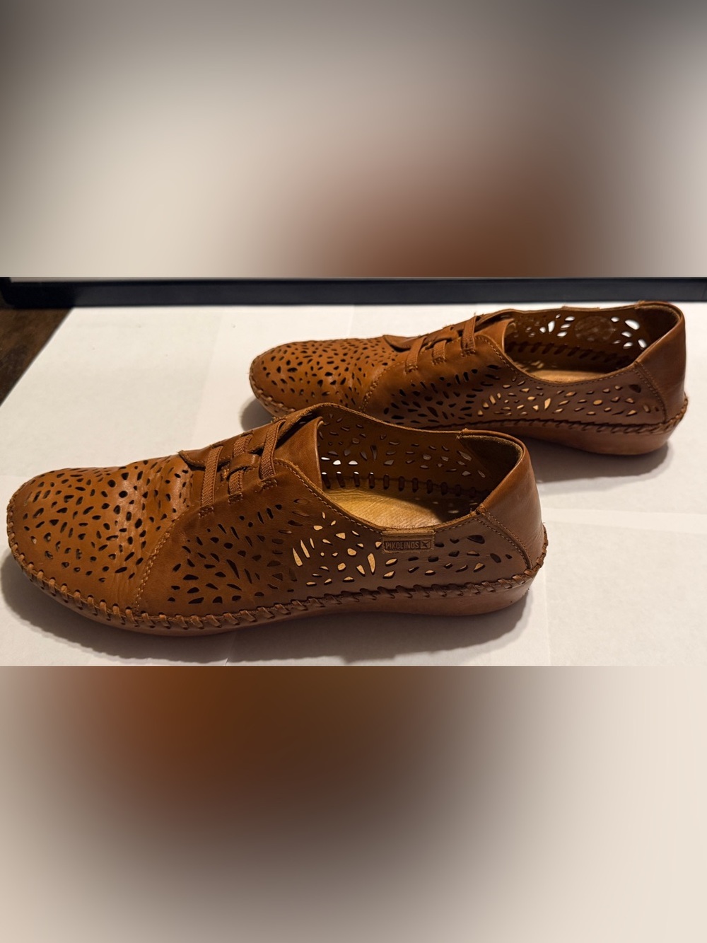 Pikolinos P. Vallarta 655-4783 Brandy Leather Cutout Flats size 9-9.5(US) 40(EU)